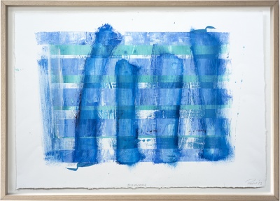 ''Blue in Green'' original abstract painting by Mark Perronet